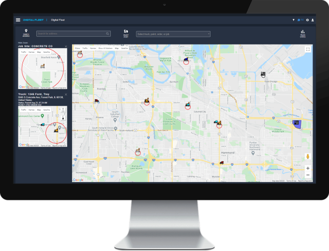 optimized delivery cycles man in truck cab touching a touch screen tablet
